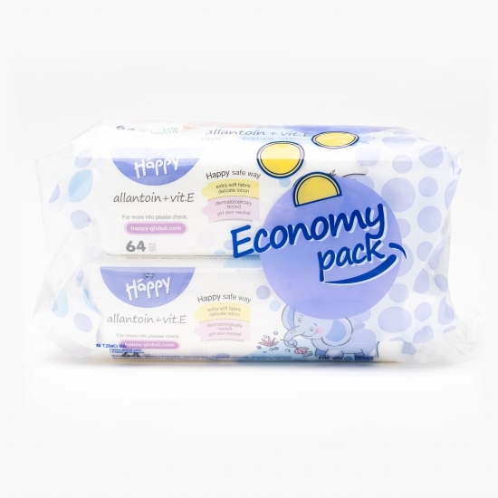 Șervețele umede cu vitamina E și alantoină pentru bebeluși 2x64buc