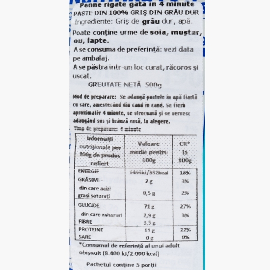 Paste Penne rigate 500g