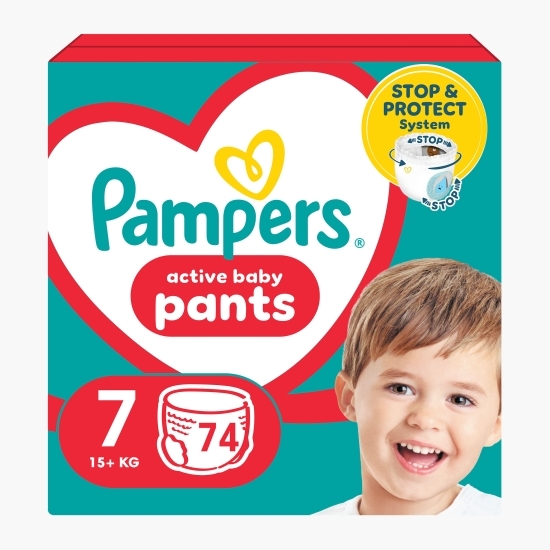 Scutece chiloțel Active Baby Pants mărimea 7, 15+ kg, 74 buc