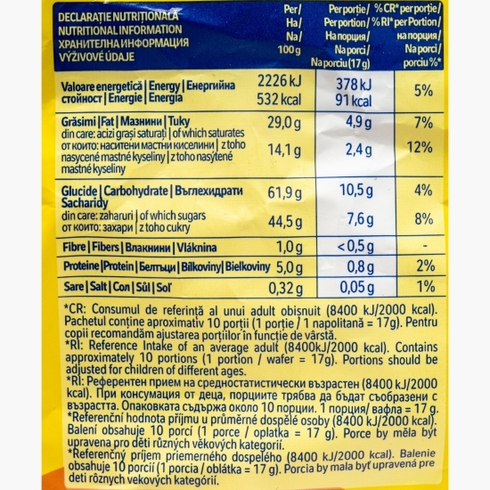 Napolitane cu cremă de lapte și glazură de ciocolată cu lapte Mini 170g