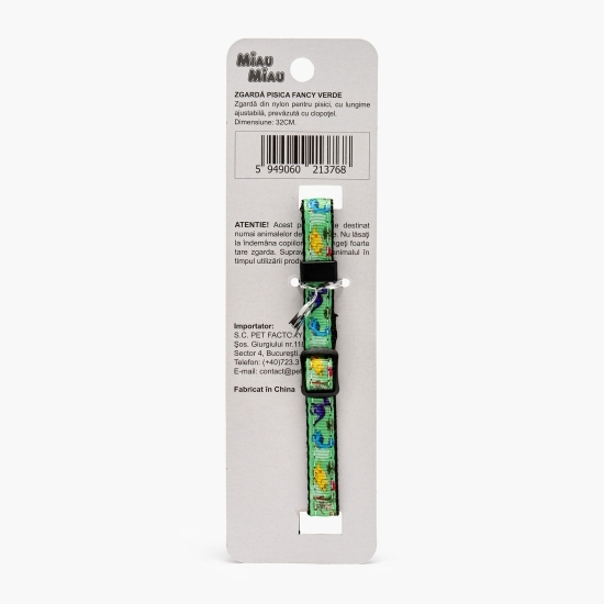 Zgardă din nylon pentru pisici, 32cm, verde