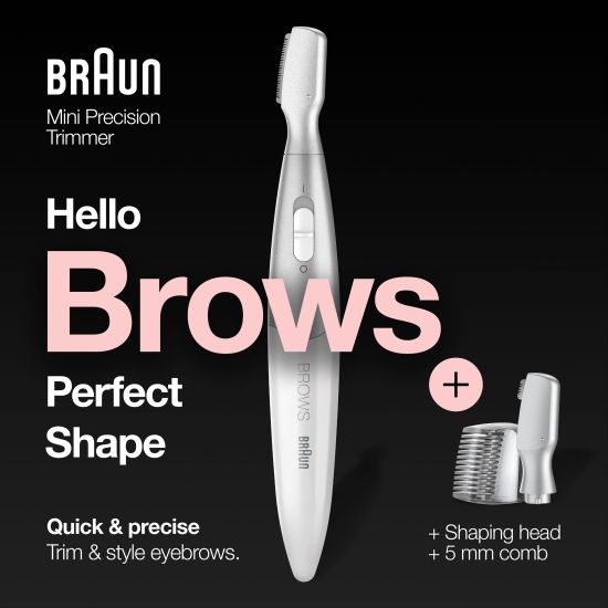 Trimmer de precizie pentru sprâncene FG1106, încărcare pe baterie, alb/argintiu