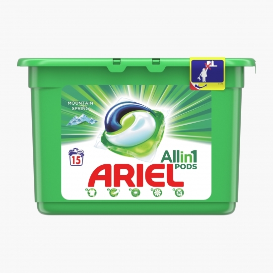 Detergent de rufe capsule All in One Pods Mountain Spring, 15 spălări