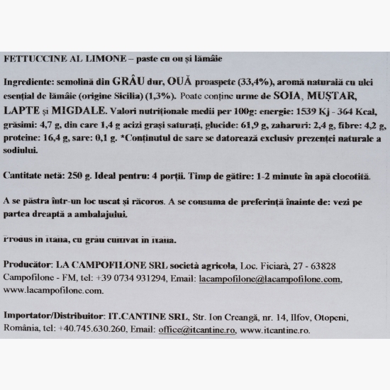 Paste Fettuccine al limone 250g