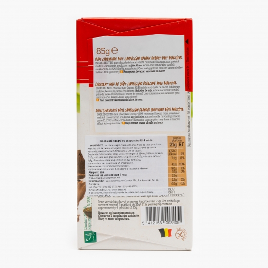 Ciocolată neagră cu aromă cappuccino, fără zahăr 85g