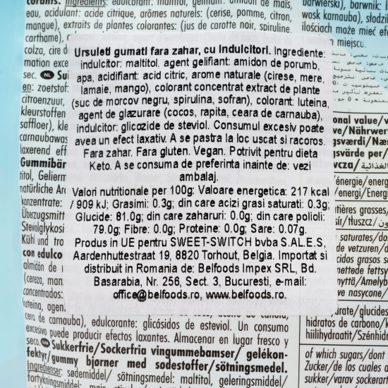 Ursuleți gumați fără zahăr îndulciți cu stevie 150g