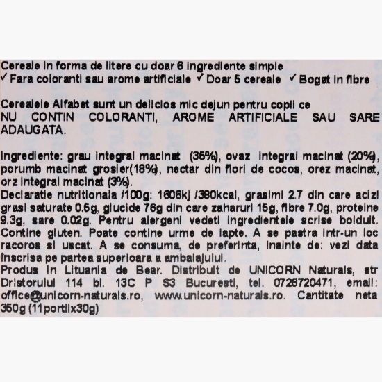 Multicereale Alphabites fără zaharuri rafinate 350g