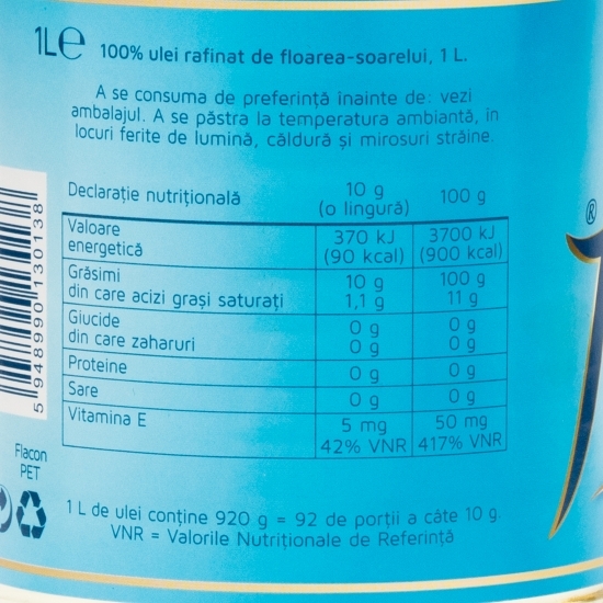 Ulei rafinat de floarea-soarelui 1l