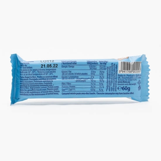 Baton proteic cu ciocolată fără zahăr adăugat, cu îndulcitor 60g