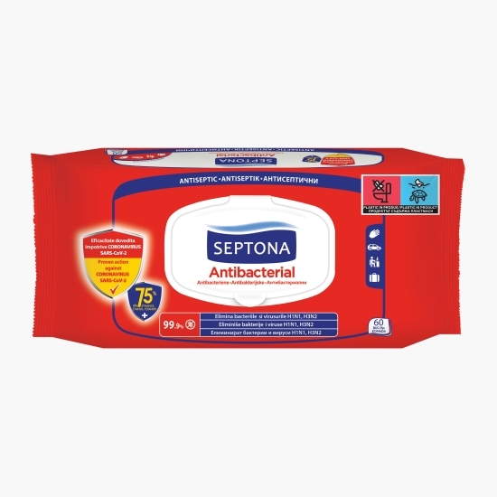 Șervețele umede antibacteriene Ethanol, 60 buc