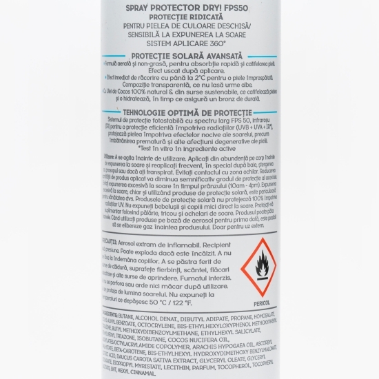 Loțiune spray cu protecție solară Dry Coconut Oasis SPF 50, 150ml