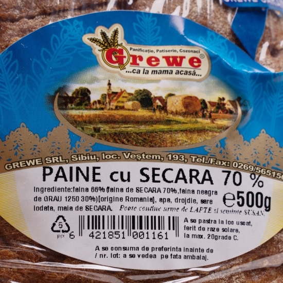 Pâine cu secară 70% 500g