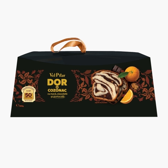 Cozonac cu nucă, ciocolată și coajă de portocală 600g