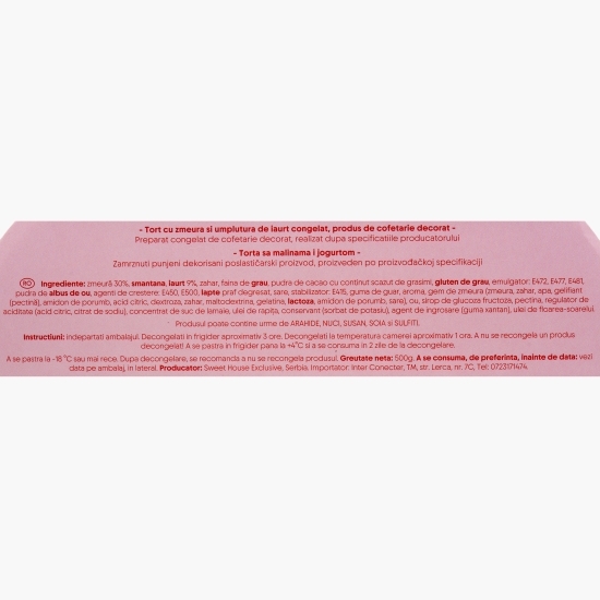 Tort cu zmeură și cremă de iaurt în formă de inimă 500g