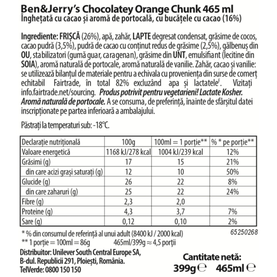 Înghețată Chocolatey Orange Chunk 465ml (399g)