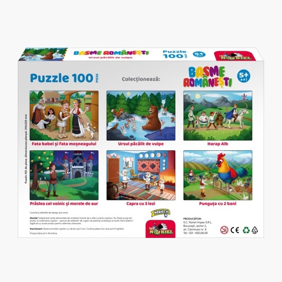 Puzzle Basme Românești, Ursul păcălit de vulpe, 5+ ani