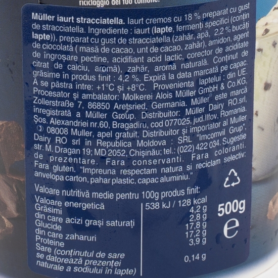 Iaurt cu stracciatella 500g