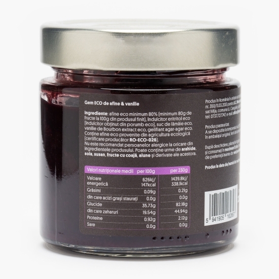 Gem eco de afine și vanilie, fără zahăr adăugat 230g