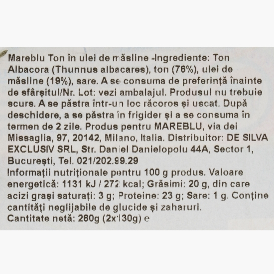 Ton în ulei de măsline, 2x130g