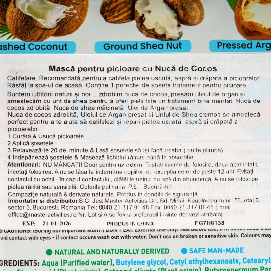 Mască pentru picioare cu nucă de cocos