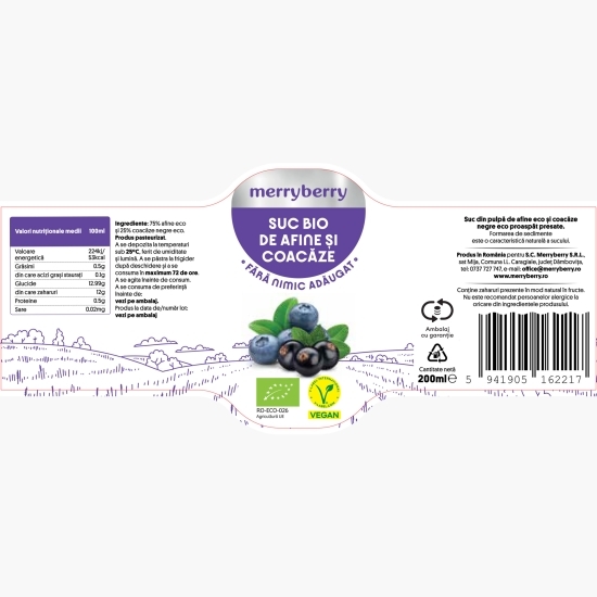 Suc eco de afine și coacăze 0.2l