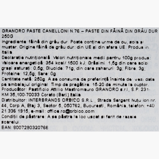Paste Cannelloni di semola N.76 250g