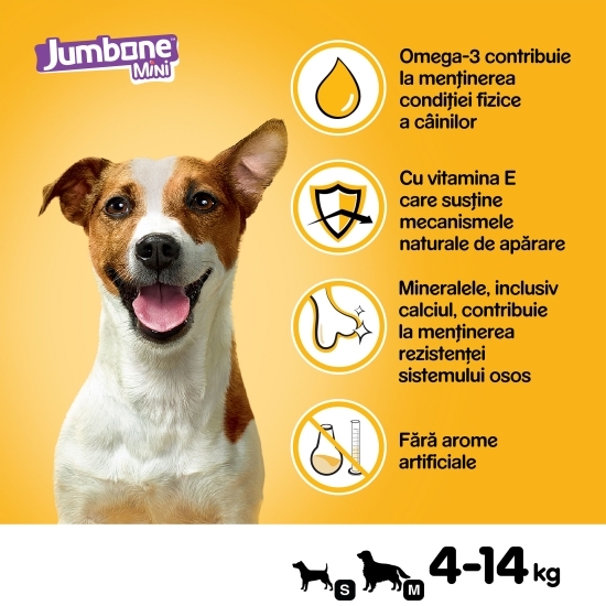 Batoane pentru câini de talie mică, 160g, 4 buc, Jumbone cu aromă de vită și pasăre