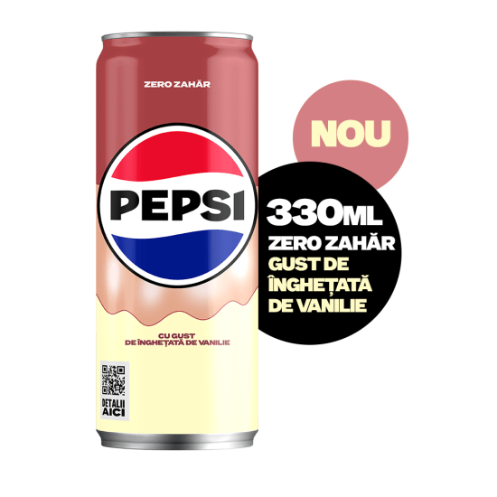 Băutură carbogazoasă aromă de cola, cu gust de înghețată de vanilie Zero zahăr, 6X 330 ml