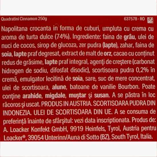 Napolitane Quadratini cinnamon 250g