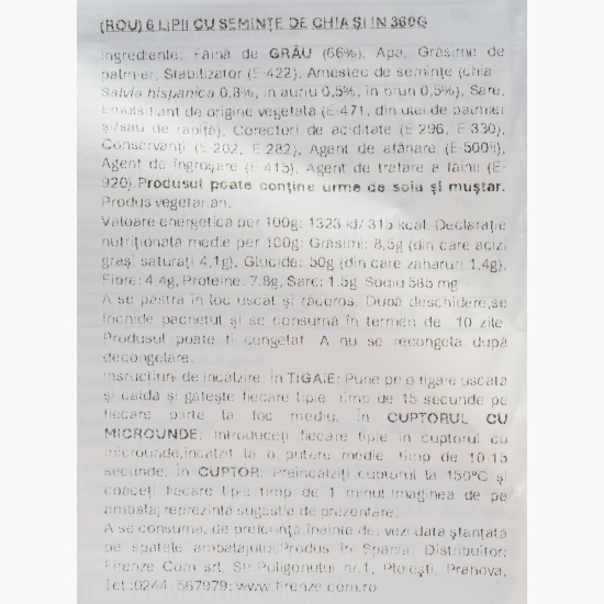 Lipii Tortilla Wraps cu semințe de chia și in, 6 buc, 360g