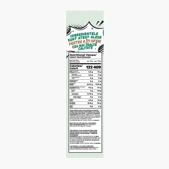 Cereale vegane cu scorțișoară, cu 30% proteină, fără zahăr, low carb, fără gluten 250g