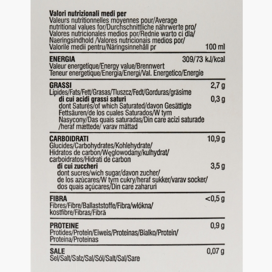 Băutură vegetală eco din 8% migdale siciliene și sirop de agave (fără zahăr) 1l