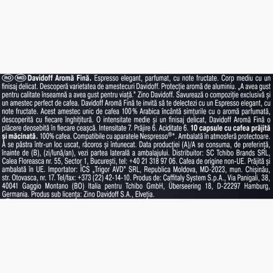 Capsule cafea Fine Aroma Espresso, 10 băuturi, 55g
