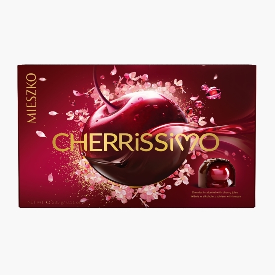 Praline de ciocolată neagră cu vișine în alcool Cherrissimo Classic 285g