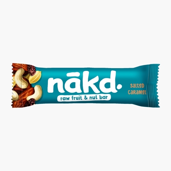 Baton raw-vegan cu caramel sărat fără gluten, fără zahăr adăugat 35g