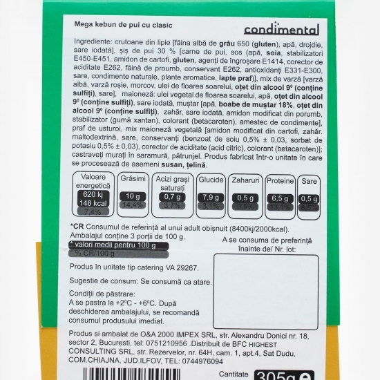 Kebun de pui clasic 310g