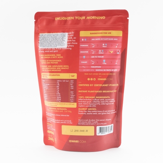 Mic dejun instant eco cu zmeură și chia 360g