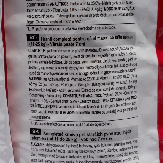 Hrană uscată pentru câini, 15Kg, Medium Adult 7+