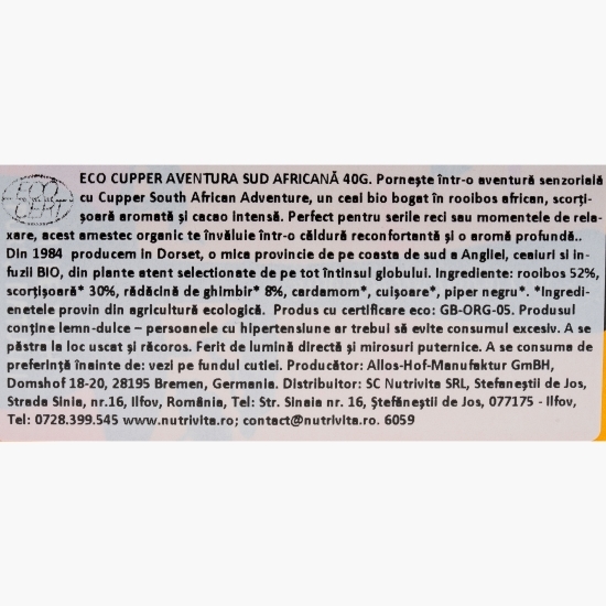 Ceai eco South African Adventure, 20 plicuri, 40g