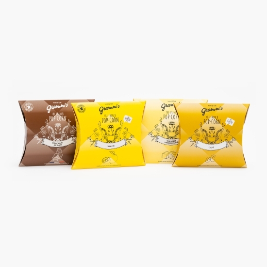 Cutie cadou 4 pliculețe popcorn cu ciocolată lapte 120g