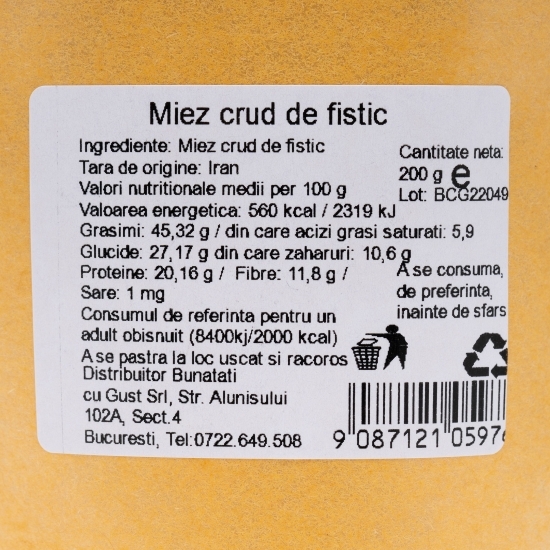 Miez crud de fistic 100g