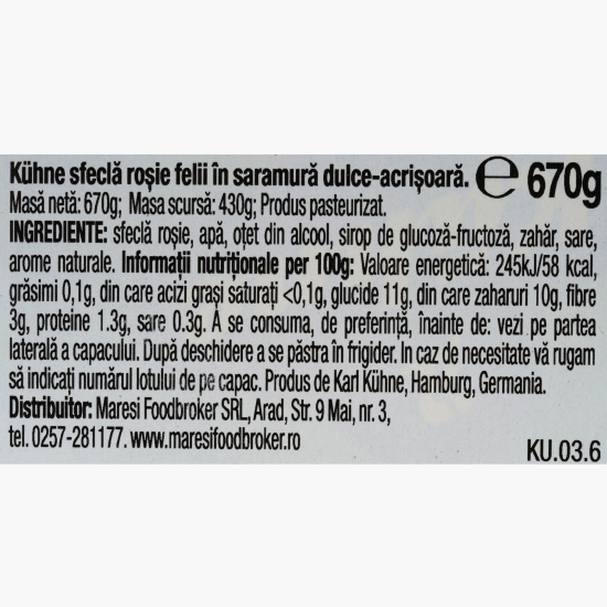 Sfeclă roșie, felii 720ml