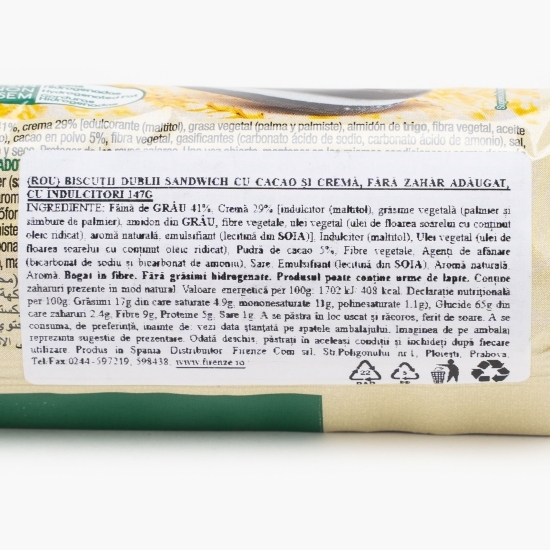 Biscuiți cu cacao fără zahăr 147g