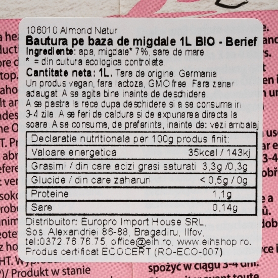 Băutură eco din migdale 1l