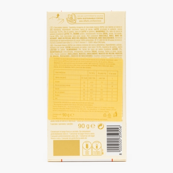 Ciocolată albă cu migdale și cocos 90g