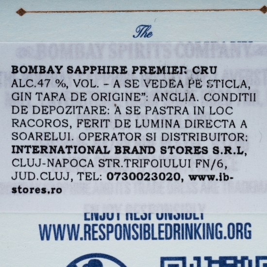 Gin Sapphire Premier Cru 47% alc. 0.7l