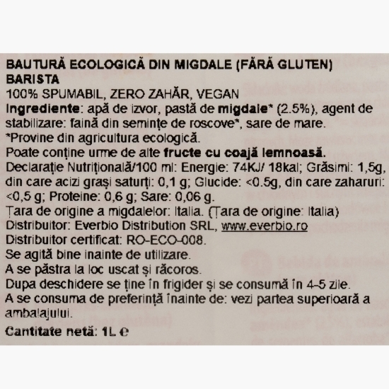 Băutură ecologică din migdale Barista 1l