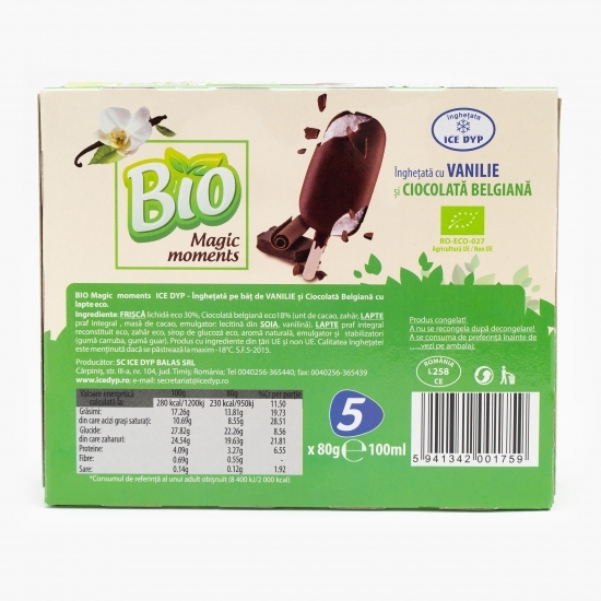Înghețată eco vanilie și glazură cioco belgiană 5x100ml