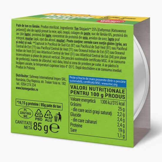 Pate de ton cu lămâie High Protein 85g