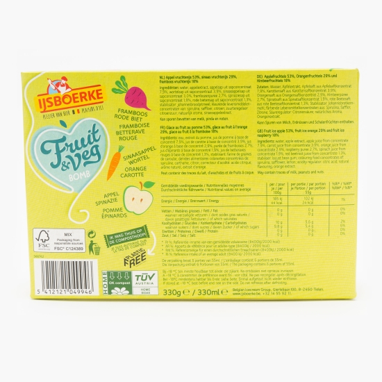 Bomb Ice stick vegan din mix de fructe și legume (6x55g) 330g